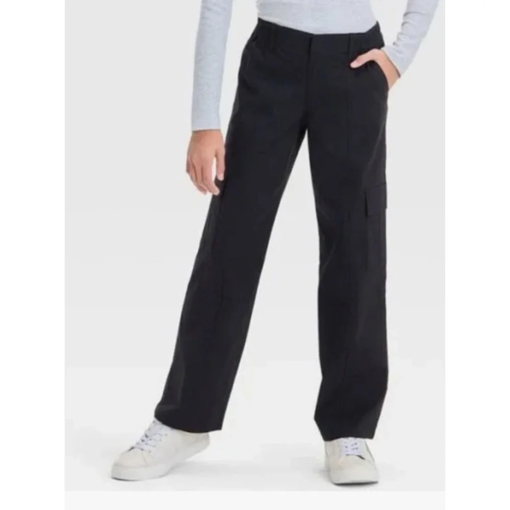 Art Class black mid rise Wide Leg Cargo Pants, Girls Pants XL 14